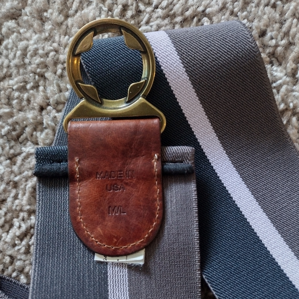 Elastic Wide Stretch Belt With Gold Buckle And Leather Accents M/L - Picture 6 of 8